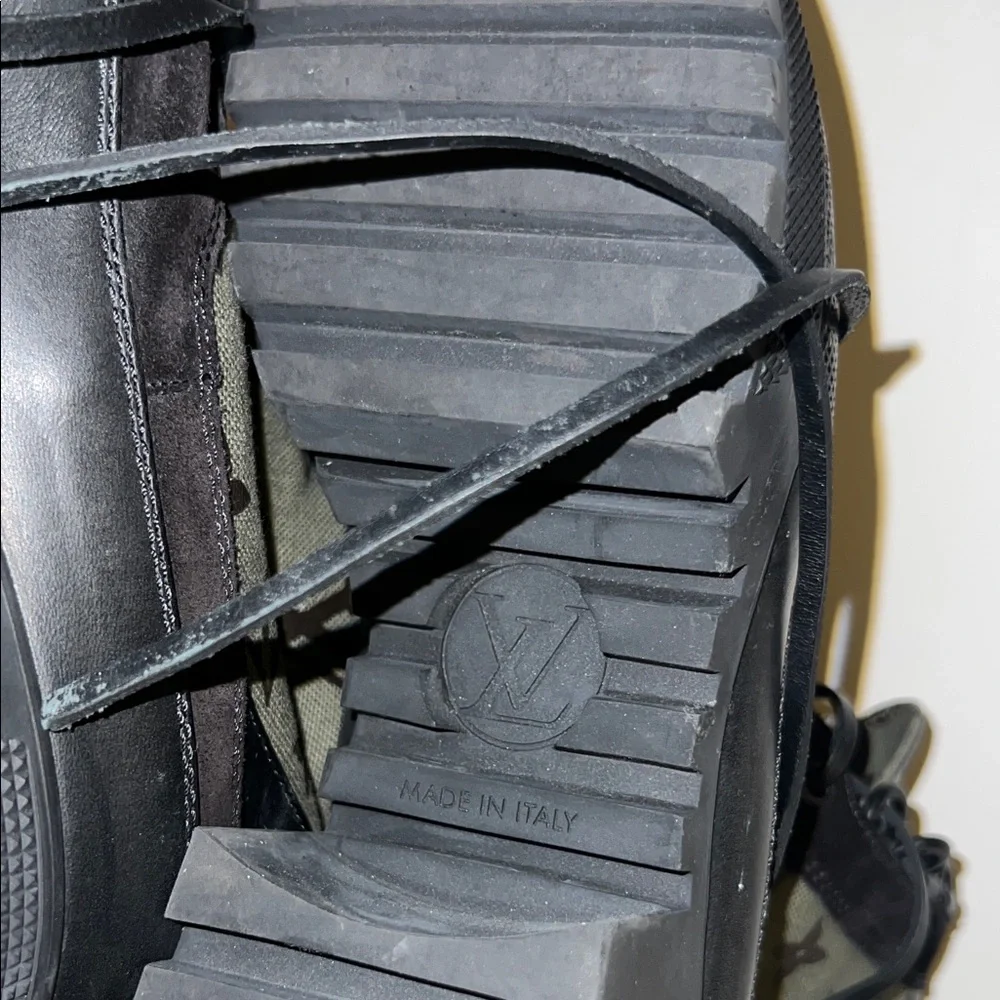 Louis Vuitton Black and Olive Combat Boots - Picture 7 of 7